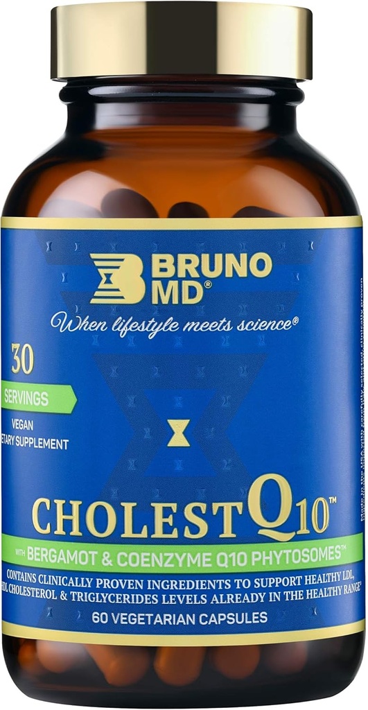 CholestQ10 täiendus, toetab HDL-kolesterooli ja triglütseriidide taset juba normaalses vahemikus, kurkumiin, kliiniliselt tõestatud koostisosad, looduslik Cynara Cardunculus, 60 kapslit