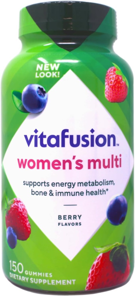 Vitafusion Naiste igapäevane kummi multivitamiin: vitamiin C & E, maitsev marjamaitse, 150ct (75 päeva pakkumine), Ameerika number üks Gummy vitamiinibränd