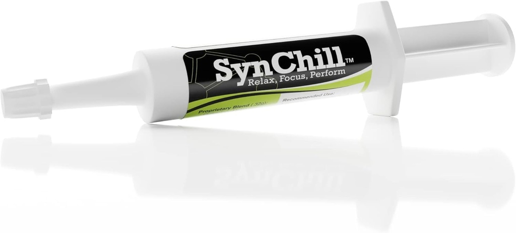 SynChill Oral Horse Calming Gel, 100% looduslik ja toitumisalane täiendus, Lab tõestatud tulemused, mõeldud fookuse ja jõudluse jaoks, heaks kiidetud olümpiaprofessionaalide ja veterinaaride poolt, valmistatud USAs - 1 pakend