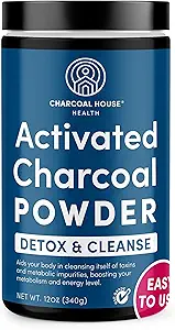 Charcoal House Detox ja puhastage USP Medical Grade Coconut Shell Aktiivsöe pulber - kõrge adsorptsiooni ja kiire toimevõimega - pulbriline, söödav ja toitumisalane - 24 oz