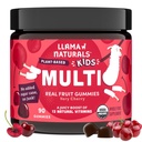 Llama Naturals Kids Multivitamiini Gummies, Vegan, Orgaaniline Vitamiin D, C & K, Väikelapse Real Fruit Gummy Vitamiinid, närimistable Supplement, Terve toit Multivitamiinid, Ei Lisatud Suhkruroog, Kirss, 90 Ct