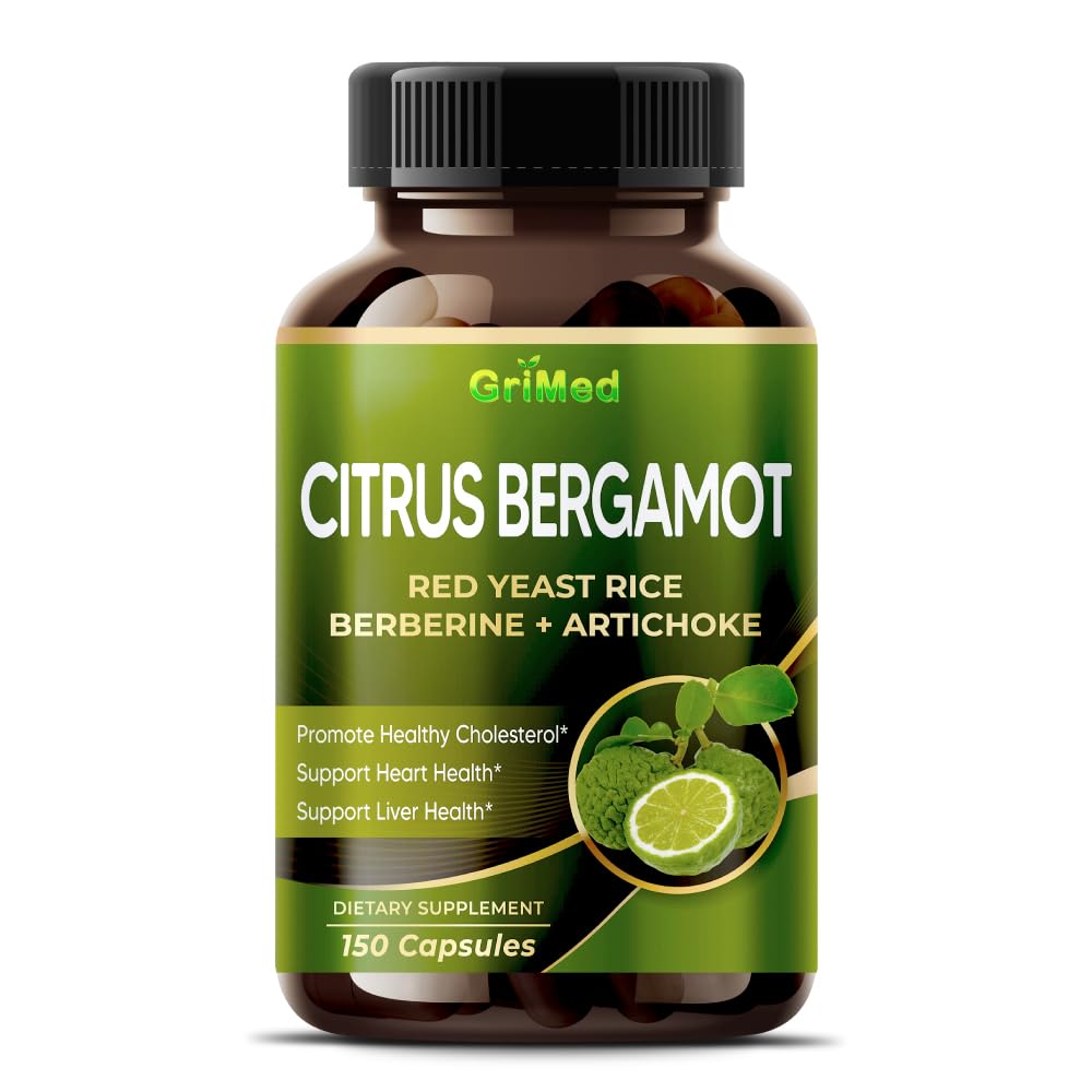 Citrus Bergamot 50: 1 Ekstrakt 20 400mg koos punase pärmi riisi, küüslaugu, artišokiga tervisliku kolesterooli, südame tervise jaoks - valmistatud USAs (150 loend (1. pakk))