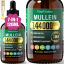Mullein tilgad kopsudele,144000mg Mullein Leaf ekstrakt kopsude puhastamiseks ja hingamisteede funktsiooniks Tervislik hingamine Immuunsüsteem, seedesüsteem, looduslik taimsete toidulisand suhkur ja alkoholivaba, 120-päevane pakkumine