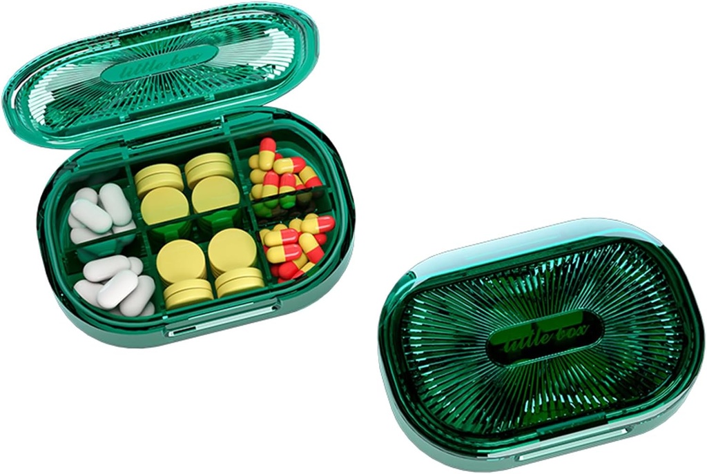 Väike pillide kast, niiskust tõendav pillide juhtum, reisipillide korraldaja taskuraha jaoks, igapäevane kaasaskantav meditsiin Vitamiin, kalaõli, toidulisand (roheline)