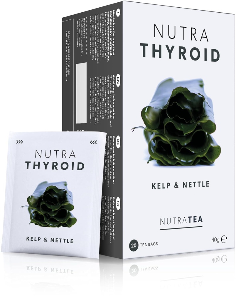 NUTRATHYROID - Kilpnäärme tervise tee | Metabolism Tee - Kilpnäärme toetuse pakkumine - Sisaldab Kelp, Põiewrack & Ashwagandha - 60 Ümbritsetud teekotid - autor Nutra Tee - Taimne Tee - (3 Pack)