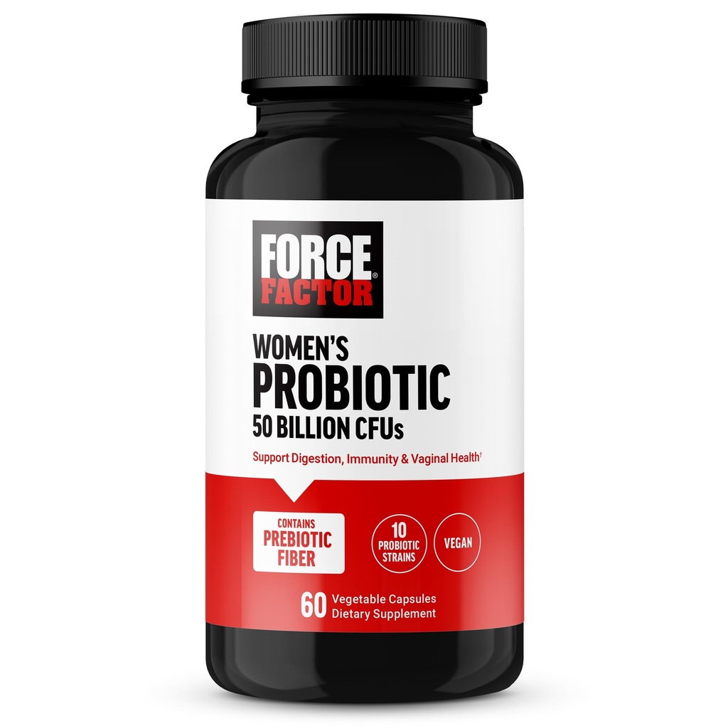 FORCE FACTOR Probiootikum naistele 50 miljardit CFU, naiste probiootikum seedetrakti tervisele, immuunsusele ja vaginaalsele tervisele, 10 tüve Lactobacillus Acidophilus, Vegan, 60 kapslit