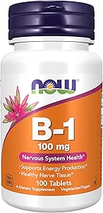 NOW Foods Vitamiin B-1 (tiamiin) 100mg, 100 tabletti (pakk 2)