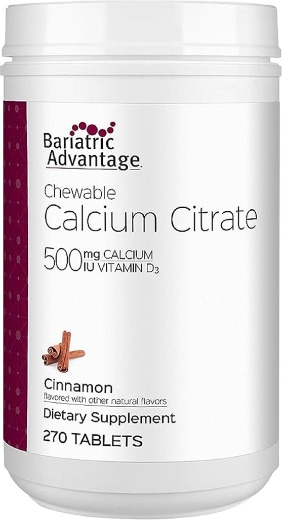 Bariaatriline eelis Kaltsiumtsitraat närimistable 500 mg - bariaatrilise kirurgia patsientidele - suure tugevusega, kergesti seeditavad tabletid - kaltsiumtsitraat - luu tugevuse täiendused * - 270 Count - kaneel