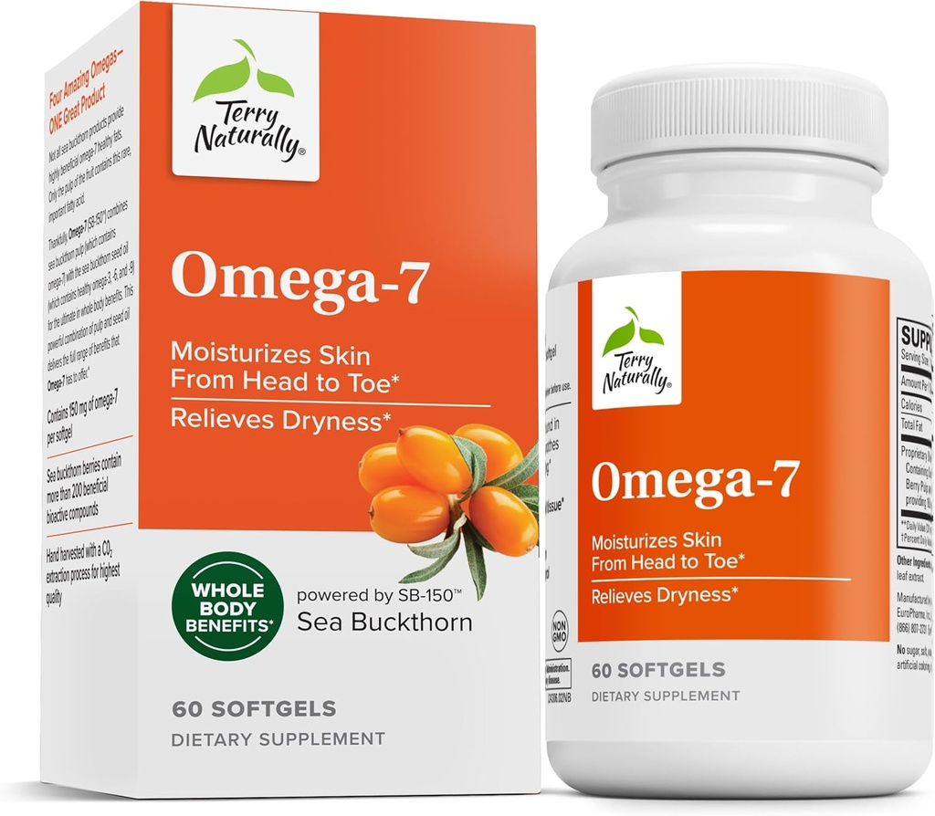 Terry loomulikult Omega-7 - toidulisand asendamatute rasvhapetega - toitumisalane täiendus naha tervise toetamiseks meri Buckthorn, Berry Pulp & Seed Oil - 60 Softgels (pakk 2)