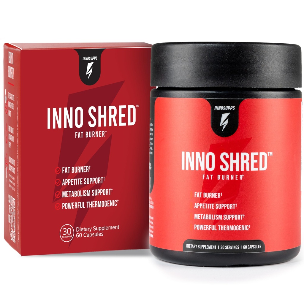 Inno Shred termogeenne rasvapõletaja meestele ja naistele - isu vähendav, energia ja ainevahetuse toetamine koos Capsimax, paradoksiini, rohelise tee ekstrakt - 60 kapslit, 30 serveerimist