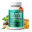 Sea Moss Supplement - 16-in-1 looduslik segu musta seemne õliga Ashwagandha Burdock Bladderwrack Ginger Dandelion - 150 Count - valmistatud ja testitud USA-s