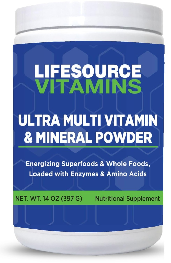 LifeSource Vitamiinid Ultra Multi Vitamiin Ja Mineraalpulber - Terve toit põhineb - 30 päeva pakkumine