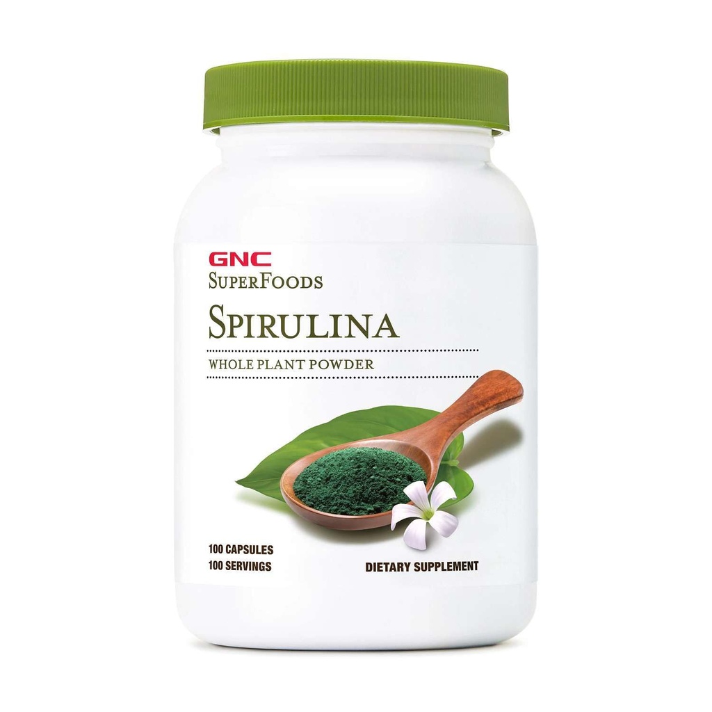 GNC SuperFoods Spirulina Terve taime pulber kapslid, 100 kapslit, 100 Servings