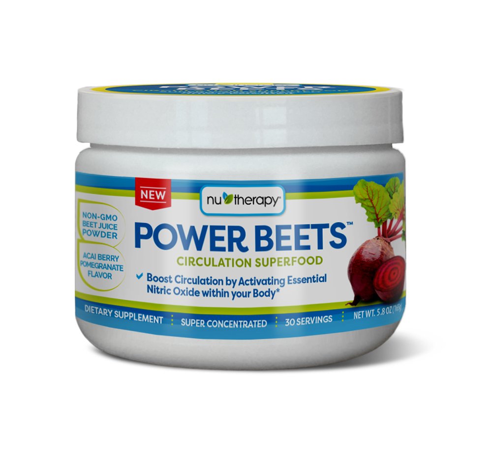 Nu-Therapy Power Beets - Super Concentrated Circulation Superfood - Dietary Supplement - Maitsev Acai Berry Granaatõunamaitse - Mitte-GMO suhkrupeedimahl Pulber - 30 Servings, punane, 5,8 Ounce (pakk 1)