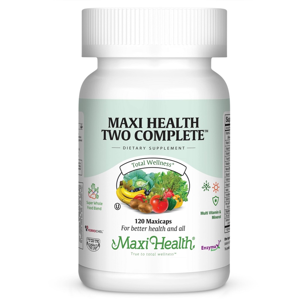 Maxi Health kaks täielikku - multivitamiinid ja mineraalid - täis potentsi - 120 kapslit - Kosher