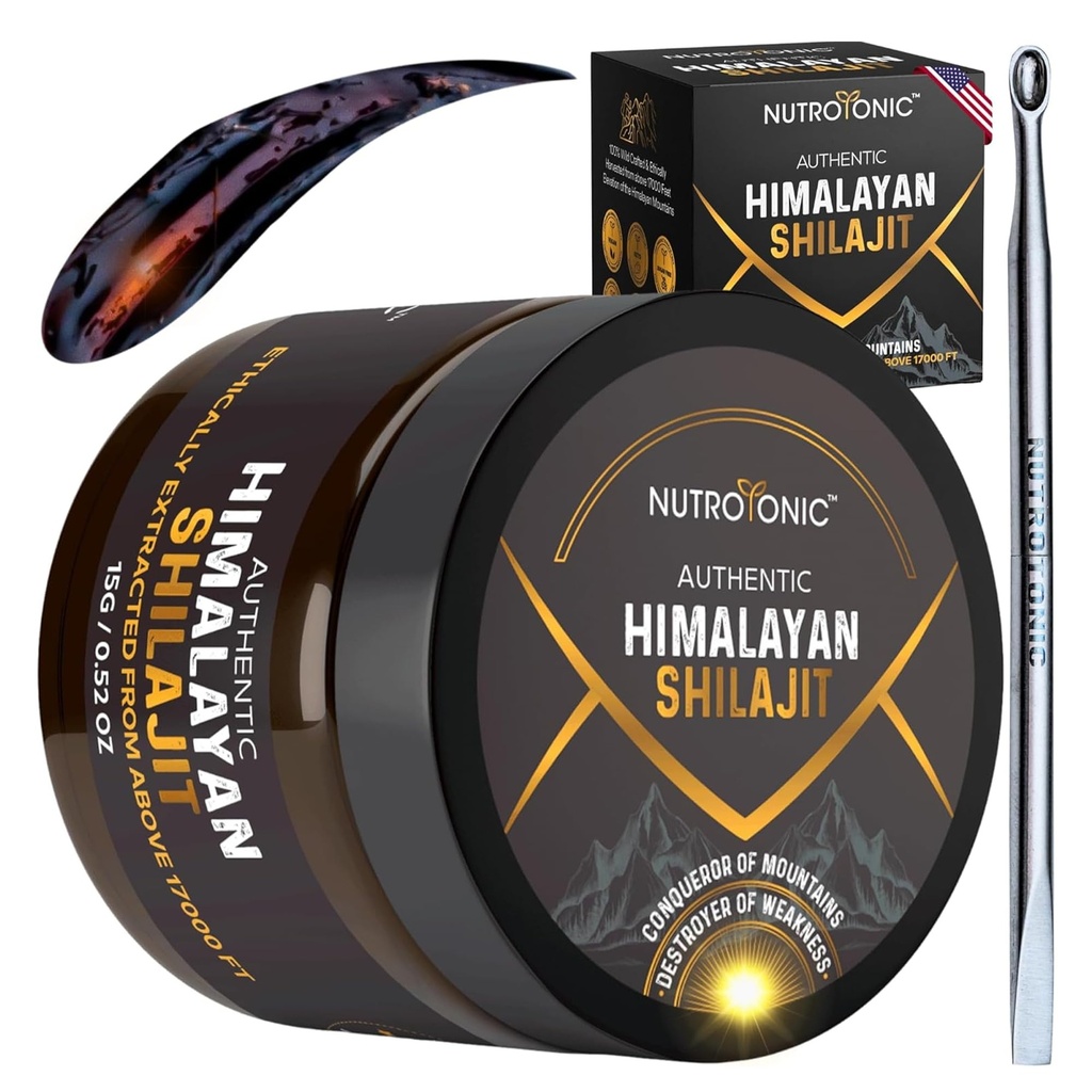 NutroTonic® Authentic Himalayan SHILAJIT® | 60 päeva päike kuivatatud orgaaniline kõige võimsam Premium vaik | Ohutuse testitud labor | Fulvic Acid +86% & Humic Acid +10%
