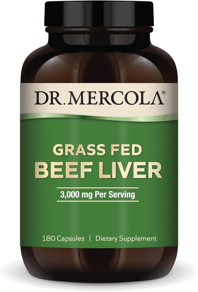 Dr Mercola Grass Fed Beef Maks, 30 Servings (180 kapslit), 3000 mg Per Serving, Toidulisandi, Toetab Immune Heath, Non-GMO