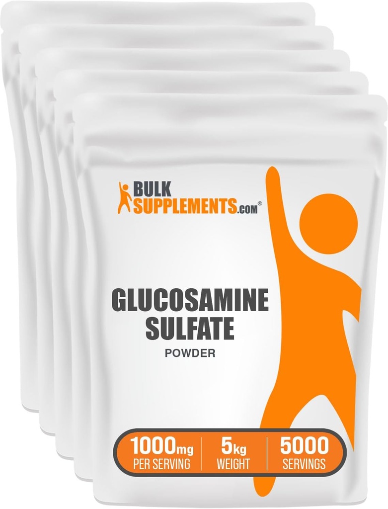 BulkSupplements.com Glükosamiini sulfate pulber - Glükosamiini lisand, ühine tugilisand - Gluteenivaba, 1 g serveerimise kohta, 1 kg (pakk 5) (11 naela)