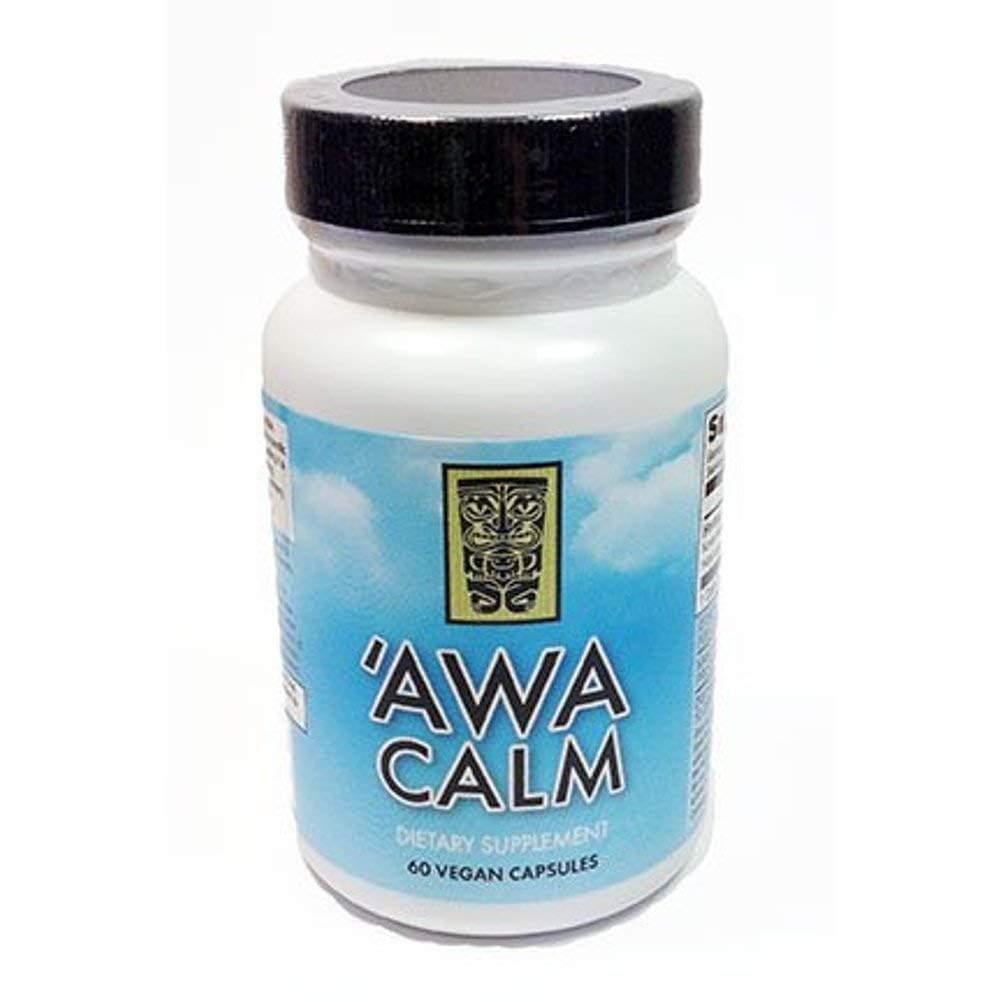 „Awa Calm Capsules – Kava-Based Taimne Täiendus 30% Kavalatone, Calamus Juur, Passion Flower, Sidrun Balm & Hops (120 kapslit)