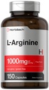 Horbäach L-arginiin 1000mg | 150 kapslit | Vabas vormis toidulisand | Mitte-GMO & Gluteenivaba