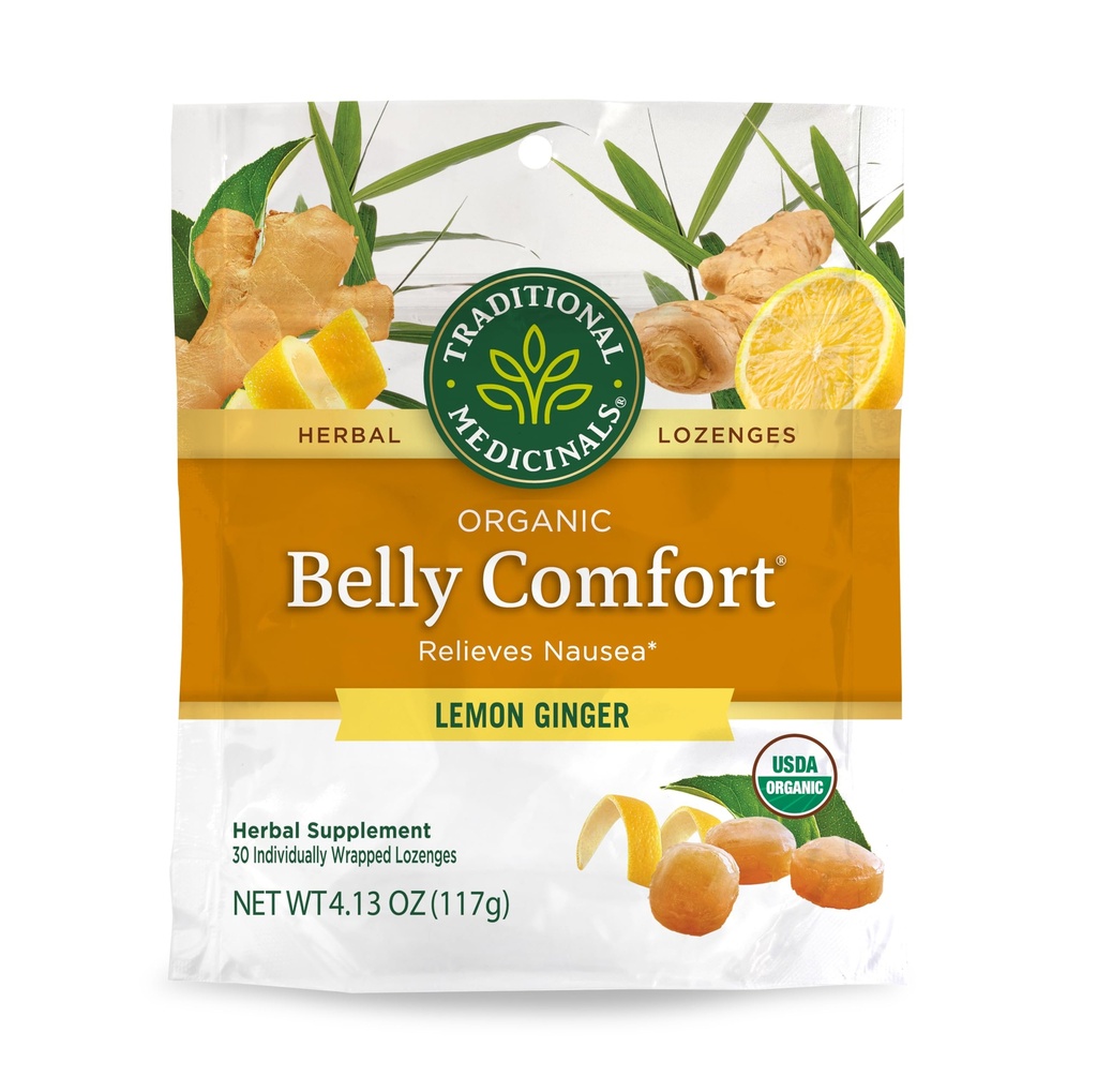 Traditsioonilised ravimid, orgaaniline kõhumugavus Lozenges Lemon Ginger, leevendab iiveldust, 30 individuaalselt pakitud kreemid