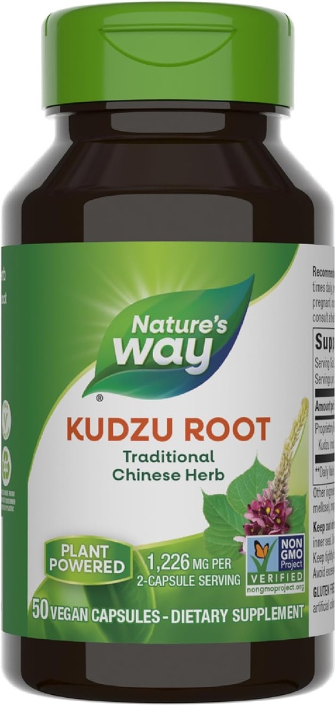 Nature's Way Kudzu Root, 1,226 mg per 2-Capsule Serving, Non-GMO Project Verified, 50 Vegan Capsules (Packaging May Vary)