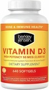 Berkley Jensen kõrge tugevusega vitamiin D3 2000IU (50 mcg) (640 Softgels), toidulisand hammastele, lihastele, immuunfunktsioonile ja luu tervisele, meestele ja naistele, valmistatud USAs, 640 päeva pakkumine