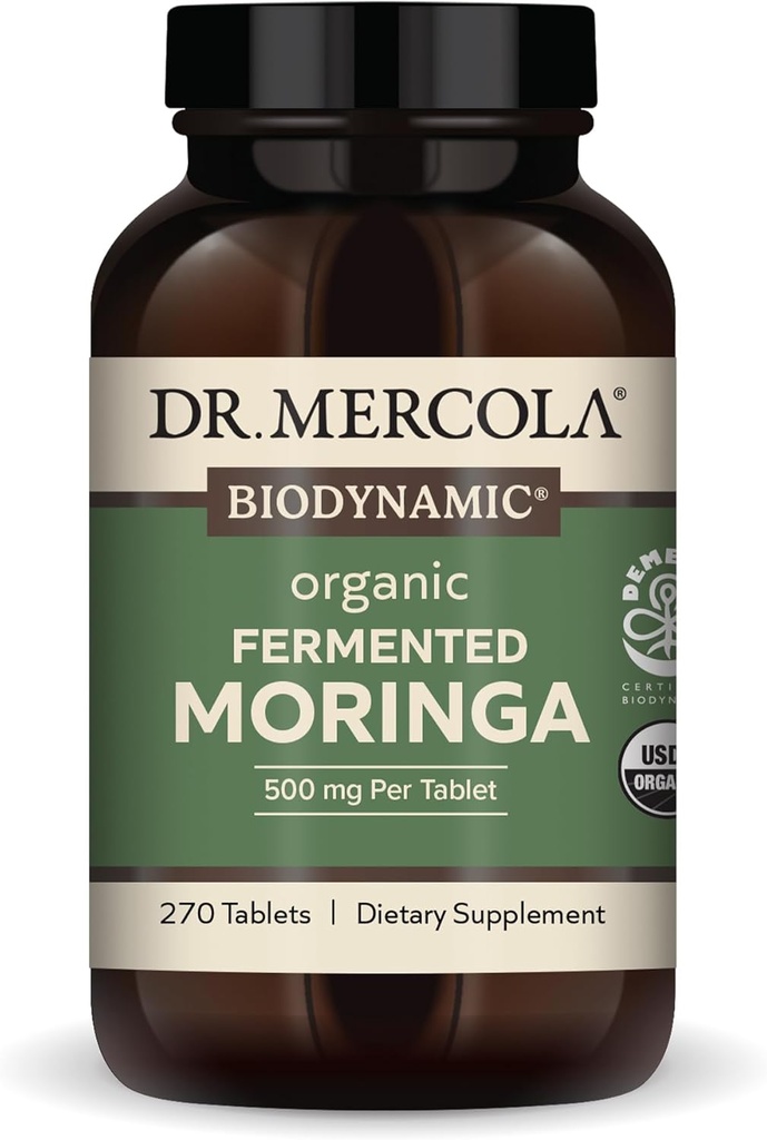 Dr Mercola - Biodynamic Organic Fermented Moringa Dietary Supplement, 270 Servings (270 Tablets)