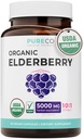 Orgaaniline Elderberry kapslid - 10: 1 ekstrakt võrdub 5000mg värsked Elderberries (Vegan) immuunsüsteemi toetuseks, allergia, Sinus Relief - Sambucus Nigra - Black Elderberry - 30 kapslit (ei pillid või kummikud)