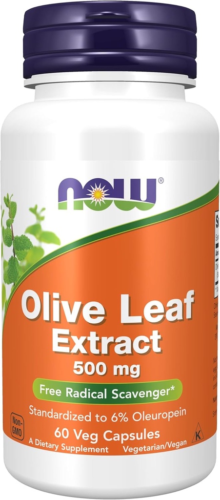 NOW Foods Supplements , Olive Leaf Extract 500 mg , Free Radical Scavenger * , 60 Veg kapslid