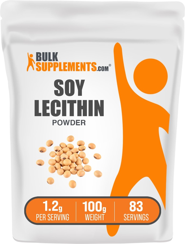 BulkSupplements.com Sojaletsitiini pulber - letsitiini lisand, toidulisand, toiduklass - gluteenivaba, 1,2 g serveerimise kohta, 100 g (3,5 oz) (pakk 1)