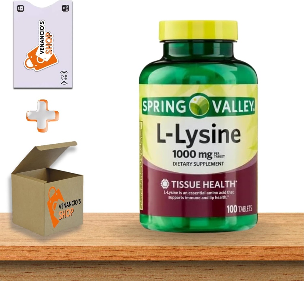 L- lüsiin 1000 mg tabletid • Immuunsüsteemi tugi ja naha tervis • 100 arvu järgi Spring Valley + Vena kleebis ( 1 pakend )