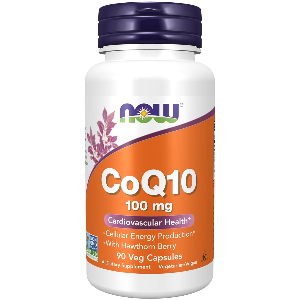 NOW Foods Supplements, CoQ10 100 mg koos Hawthorn Berry, Pharmaceutical Grade, All-Trans Form toodetud Fermentation, 90 Veg kapslid