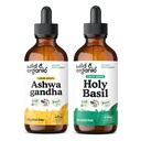 Wild & Organic Ashwagandha Tincture 4 fl oz & Holy Basil Tincture 4 fl oz