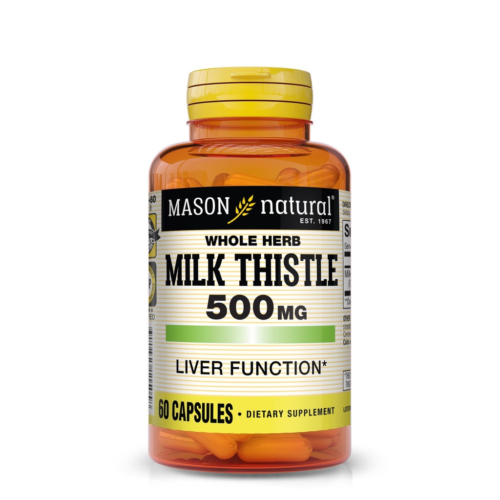 MASON LOODUSLIK Piimaohakas 500 mg - Tervisliku maksafunktsiooni toetamine, puhastamine ja detox, taimsed toidulisandid, 60 kapslit