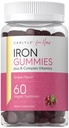Carlyle Iron Gummies | Plus B-kompleksi vitamiinid | 60 Vegan Gummies | Viinamarjamaitse | Mitte-GMO, Gluteenivaba toidulisand