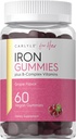 Carlyle Iron Gummies | Plus B-kompleksi vitamiinid | 60 Vegan Gummies | Viinamarjamaitse | Mitte-GMO, Gluteenivaba toidulisand
