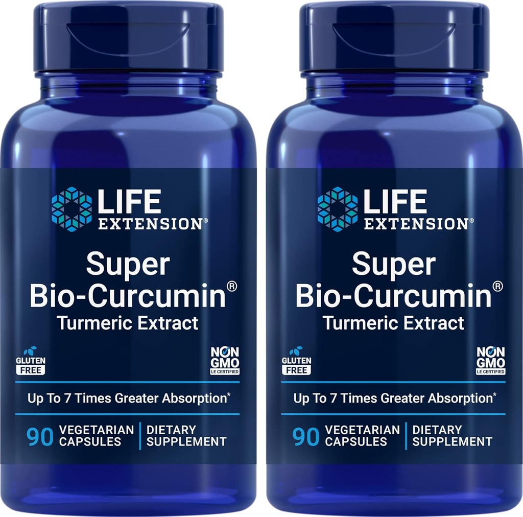 Life Extension Super Bio-Curcumin Turmeric Extract 400mg, 90 Veg Caps (Pack of 2) - Taimne Kapsel - Mitte-GMO - Väga imenduv