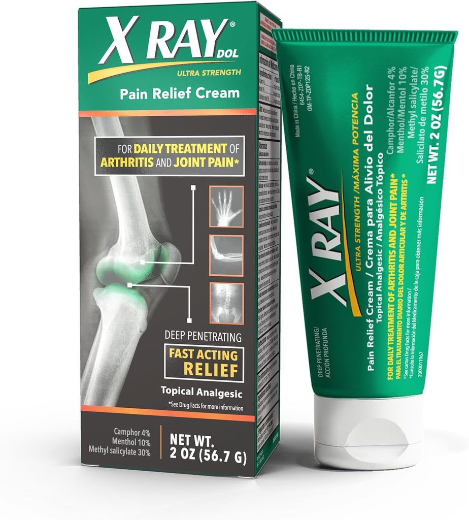 X Ray Dol Topical Arthritis Pain Reliever Cream, igapäevase liigese- ja lihasvalu jaoks, täielik retsepti tugevus, kiire toimega leevendus, 2 Ounces