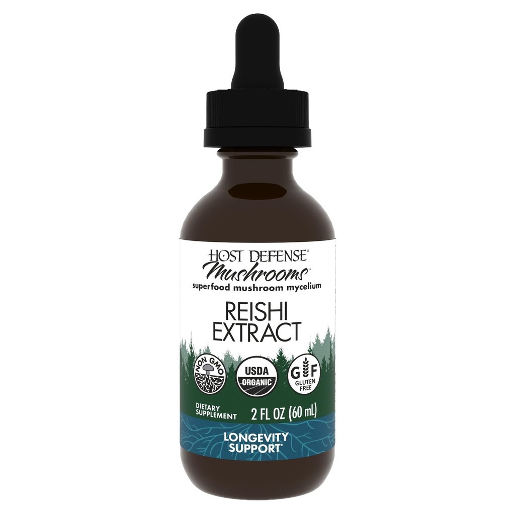 Host Defense Reishi Extract - Heart & Immune Health Support Supplement - Seenelisa, et toetada energiat ja elujõudu - Reishi täiendus, et aidata üldist heaolu - 2 fl oz (60 serveerimist) *