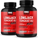 Jõufaktor Longjack Tongkat Ali Max, Tongkat Ali meestele, meeste vastupidavusele ja elujõule täiendus, mis on valmistatud peamiste looduslike koostisosadega parema imendumise jaoks, 1200mg, 120 kapslit, 2-pakk