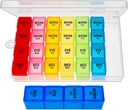 Iganädalane Pill Organizer 4 korda päevas, Medicine Organizer Box, Travel Daily Pill Box Korraldaja 7 päeva, Pill Case, Pill Container Hoida Vitamiinid / Kalaõlid.