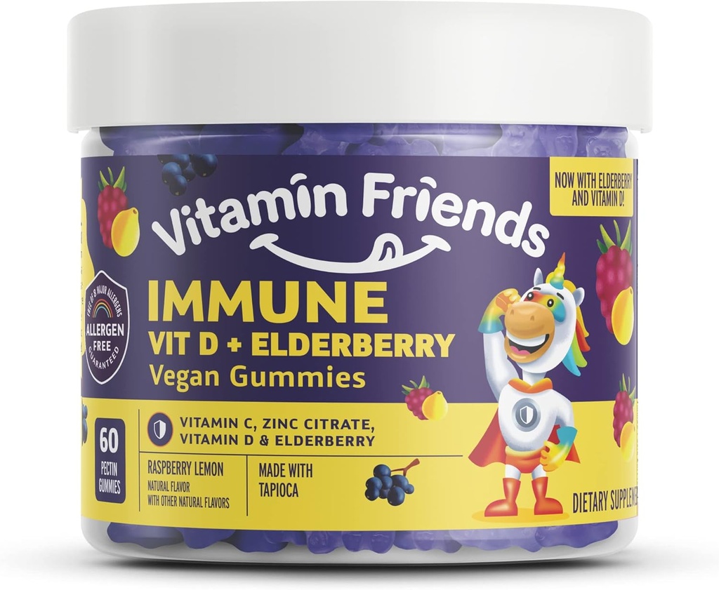 Vitamiin Sõbrad - Elderberry, C-vitamiin Gummies - Vegan Immuunsüsteemi Booster segatud toidulisandeid - Tervisetoetus w / tsink tsitraat ja D-vitamiin - Advanced Immune Support - 30 päeva pakkumine - 1 pakend