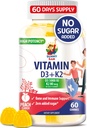 Suhkruvaba vitamiin D3 K2 Gummies 5000 RÜ - Immuun- ja konditugikummid - D-vitamiini kummilisand täiskasvanutele - kõrge imendumise, vegani, halaali, gluteenivaba närimistable vitamiinid