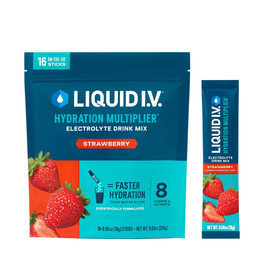 Vedelik I.V.® Hüdratsioonikordaja – elektrolüütide pulbrijoogisegu | 12 Pack (192 Servings) (12 Pack (192 Servings), Maasikas)
