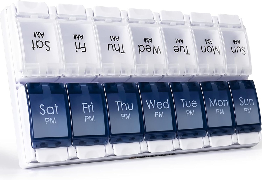 MERICARGO Am Pm Pill Organizer 7 päeva , 2 korda päevas Suur iganädalane pillide karp , vajutage nuppu Igapäevased pillid Vitamiin , kalaõli , toidulisandid
