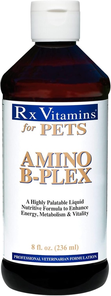 Rx-vitamiinid lemmikloomadele Amino B-Plex koertele ja kassidele - tervislikud toitained suurendavad energia ainevahetust ja elujõudu - Bacon Flavor 8 fl. oz.