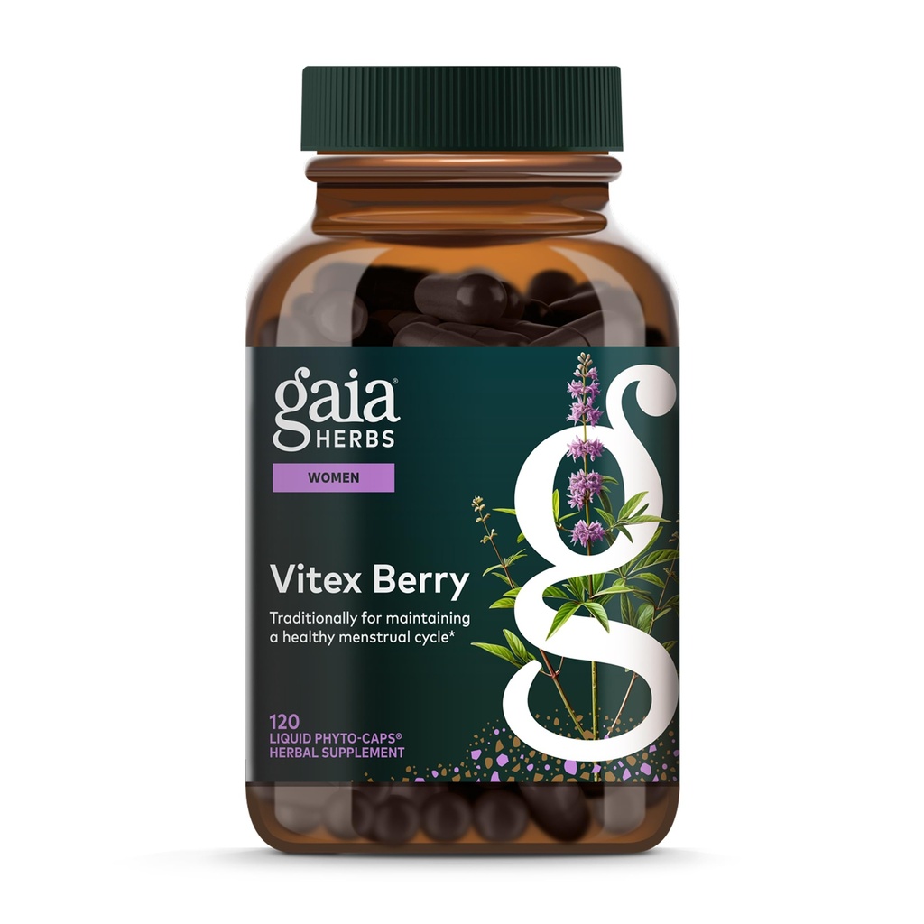Gaia maitsetaimed Vitex Berry - toetab hormooni tasakaalu ja viljakust naistele - tervislik progesteroon menstruaaltervisele - 120 Vegan Caps (60-päevane pakkumine)
