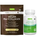 Vegan Vanilla Kollageen Valgu Pulber + Kaltsium & Magneesium Complex Bundle, Põhjalik Luude Tugi