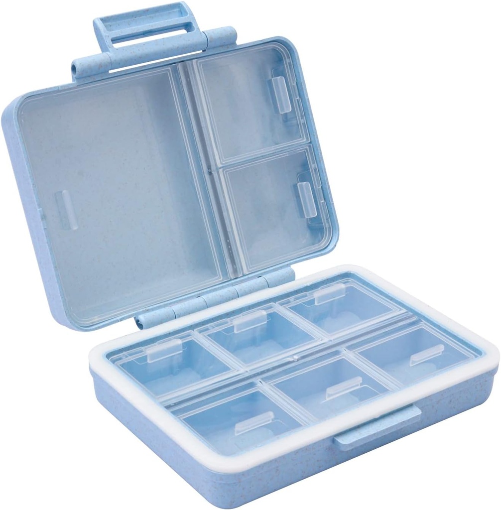Travel Pill Korraldaja Case Taskukonteiner, 9 Kompartments Daily Pill Case Vitamiin / kalaõli / täiendused Hoidja konteiner sinine